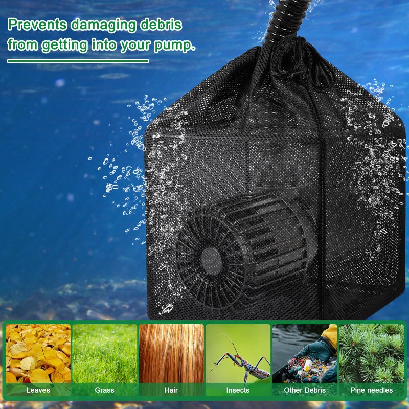 Hecaty Pump Barrier Bag, Pond Filter Bag, Anti-Clogging Cube Filter Box, Black Media Bag Pump Mesh Bag for Outdoor Water Fish Ponds(5 inch) - Image 5
